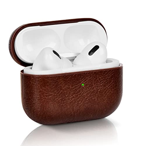 KARLOR Leder Hülle für AirPods 3, AirPods Hülle Schutzhülle mit Haken braun Kopfhörer PU Case (LED sichtbar) (Unterstützt kabelloses Laden) für Apple AirPods 3 von KARLOR