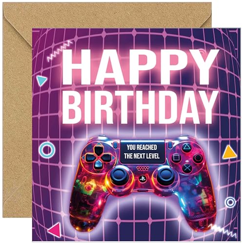 KARTEN 24 VERSAND Coole Geburtstagskarte Game Junge Gamer Gaming Zocker zocken lustig Glückwunschkarte Geburtstag Jungs Retro Boy Karte Joystick Controller Computer 15 16 12 Level up Jungen von KARTEN 24 VERSAND