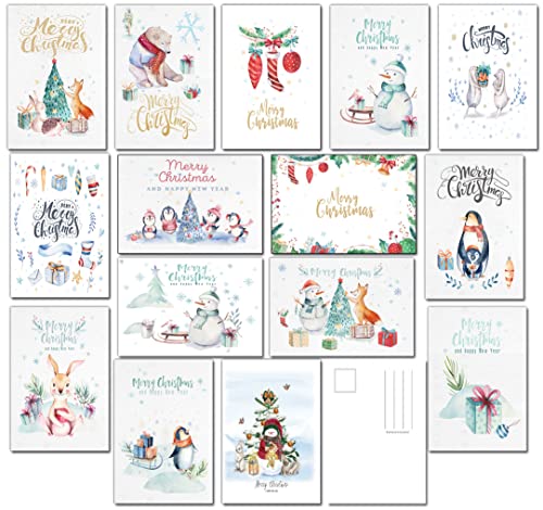 KARTENVERSAND24 Weihnachtskarten Weihnachtspostkarten Weihnachten Postkarten Set Karten Weihnachtskarte süss Christmas Cards lustig nostalgisch Erwachsene Kinder Vintage (Design, 30) von KARTENVERSAND24