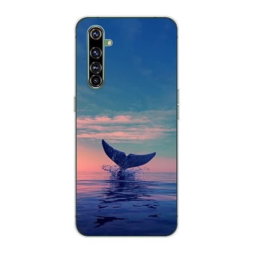 KARTXITAI Hülle Kompatibel mit Realme X50 Pro 5G, Stoßfeste Schutzhülle mit Weiche Silikon Bumper Case Handyhülle Anti-Kratzt Transparent Rückseite - Delfine,Meer von KARTXITAI