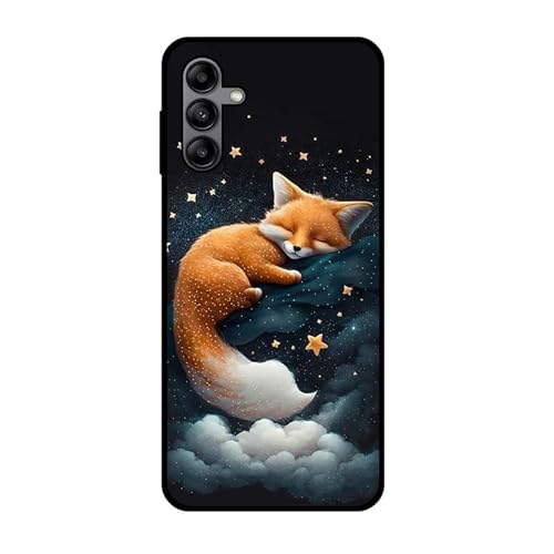 KARTXITAI Hülle Kompatibel mit Samsung Galaxy A04s, Stoßfeste Schutzhülle mit Weiche Silikon Bumper Case Handyhülle Anti-Kratzt Leichtes Matt Finish Rückseite - Fuchs,Sterne,Wolken von KARTXITAI