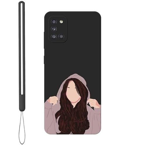 KARTXITAI Hülle Kompatibel mit Samsung Galaxy A31, Kreatives Graffiti Mädchen Muster Weiches Stoßfeste Cute Matte Schutzhülle mit Bumper Case Handyhülle Rückseite-Schwarz von KARTXITAI