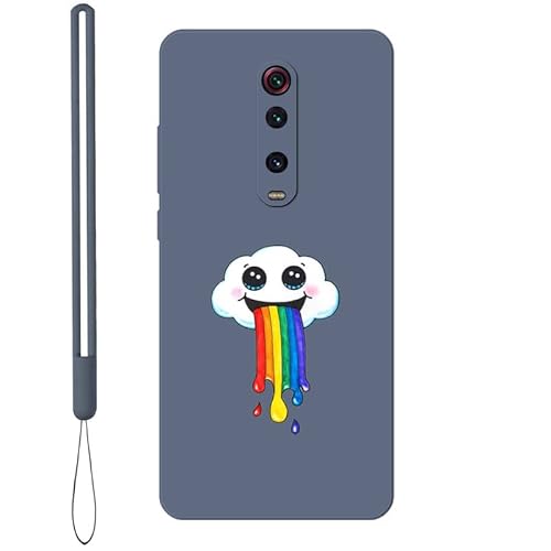 KARTXITAI Hülle Kompatibel mit Xiaomi Mi 9T/9T Pro, Kreatives Graffiti Wolken,Regenbogen,kreativ Muster Weiches Stoßfeste Cute Matte Schutzhülle mit Bumper Case Handyhülle Rückseite-Grau von KARTXITAI