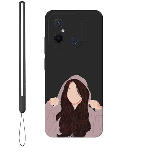 KARTXITAI Hülle Kompatibel mit Xiaomi Redmi 12C, Kreatives Graffiti Mädchen Muster Weiches Stoßfeste Cute Matte Schutzhülle mit Bumper Case Handyhülle Rückseite-Schwarz von KARTXITAI