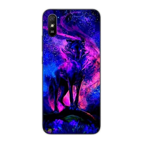 KARTXITAI Hülle Kompatibel mit Xiaomi Redmi 9AT, Stoßfeste Schutzhülle mit Weiche Silikon Bumper Case Handyhülle Anti-Kratzt Transparent Rückseite - Wolf von KARTXITAI