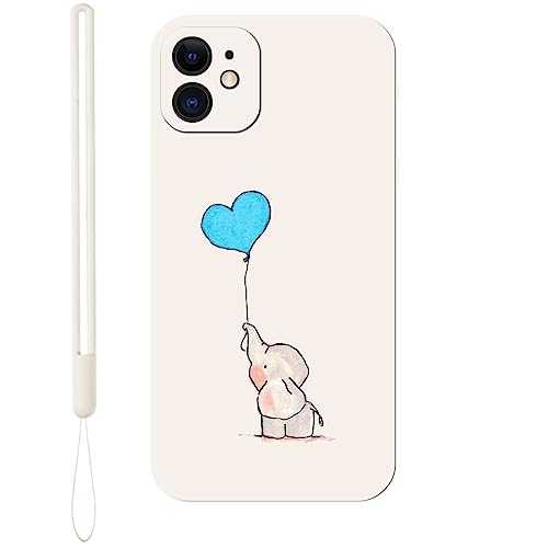 KARTXITAI Hülle Kompatibel mit iPhone 11, Kreatives Graffiti Elefant,Luftballon,Liebe Muster Weiches Stoßfeste Cute Matte Schutzhülle mit Bumper Case Handyhülle Rückseite-Weiß von KARTXITAI