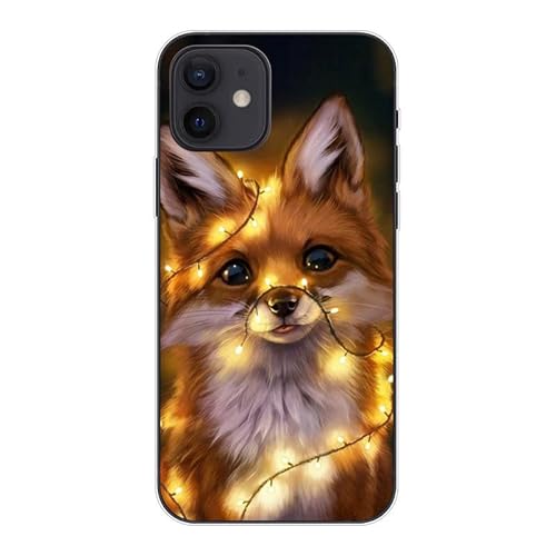 KARTXITAI Hülle Kompatibel mit iPhone 12, Stoßfeste Schutzhülle mit Weiche Silikon Bumper Case Handyhülle Anti-Kratzt Transparent Rückseite - Rotfuchs von KARTXITAI