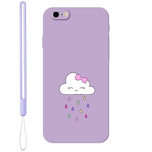 KARTXITAI Hülle Kompatibel mit iPhone 6 / 6S, Kreatives Graffiti Wolken,Regenbogen,Regen,Bögen Muster Weiches Stoßfeste Cute Matte Schutzhülle mit Bumper Case Handyhülle Rückseite-Lila von KARTXITAI