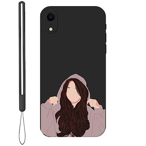 KARTXITAI Hülle Kompatibel mit iPhone XR, Kreatives Graffiti Mädchen Muster Weiches Stoßfeste Cute Matte Schutzhülle mit Bumper Case Handyhülle Rückseite-Schwarz von KARTXITAI