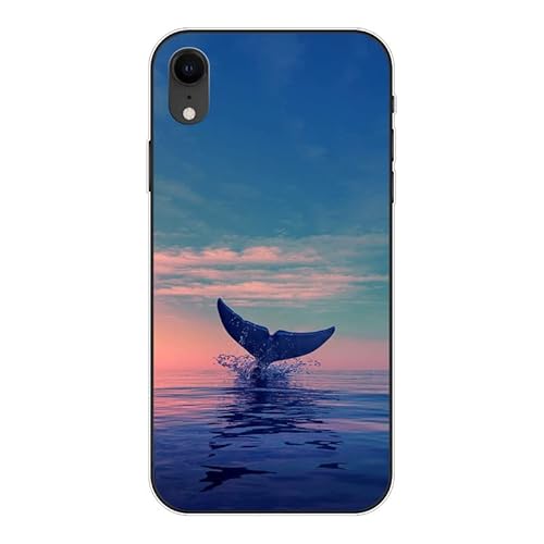 KARTXITAI Hülle Kompatibel mit iPhone XR, Stoßfeste Schutzhülle mit Weiche Silikon Bumper Case Handyhülle Anti-Kratzt Transparent Rückseite - Delfine,Meer von KARTXITAI