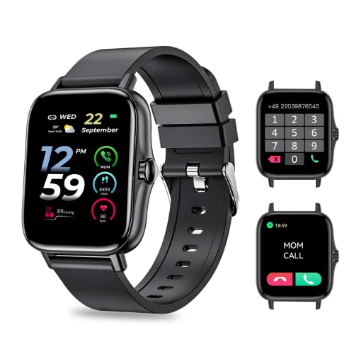 KASEEMI Smartwatch, 1.7 Zoll Touchscreen Armbanduhr mit Anruffunktion, IP67 Wasserdicht Fitness Tracker mit Pulsuhr Blutdruckmessung, Sportuhr mit Schrittzähler Schlafmonitor für Android iOS von KASEEMI