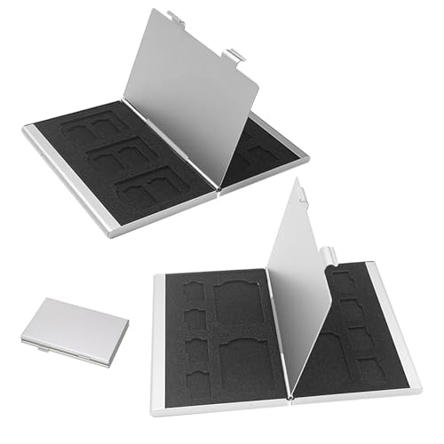 KASESSS 2 Stück SD Karten Aufbewahrung, 12 und 15 Kartenfächern für SD Micro SD TF Karten Speicherkarten Etui Aluminiumlegierung, SD Card Case Doppelte Schicht SD Karten Etui Tragbare SD Karten Box von KASESSS