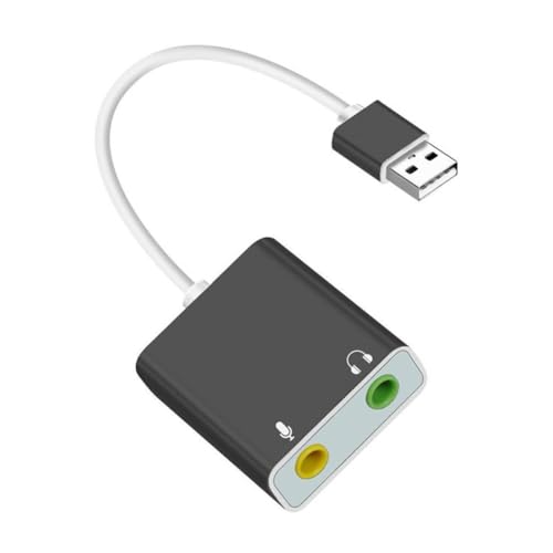 KASFDBMO USB-Soundkarten-Adapter, externer Soundadapter, Stereo-Soundkartenkonverter, 3,5 mm AUX-Mikrofone für Laptops und Desktops von KASFDBMO