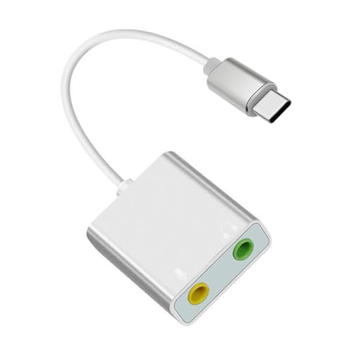 KASFDBMO USB-Soundkarten-Adapter, externer Soundadapter, Stereo-Soundkartenkonverter, 3,5 mm AUX-Mikrofone für Laptops und Desktops von KASFDBMO