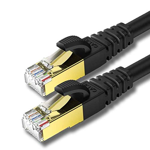 KASIMO 0,5m x 2 Stück Lan Kabel Netzwerkkabel Cat 8 Für 40Gbps Ethernet Kabel, Internet Patchkabel Superschnell Flexibel und Robust mit vergoldetem RJ45. Schwarz von KASIMO