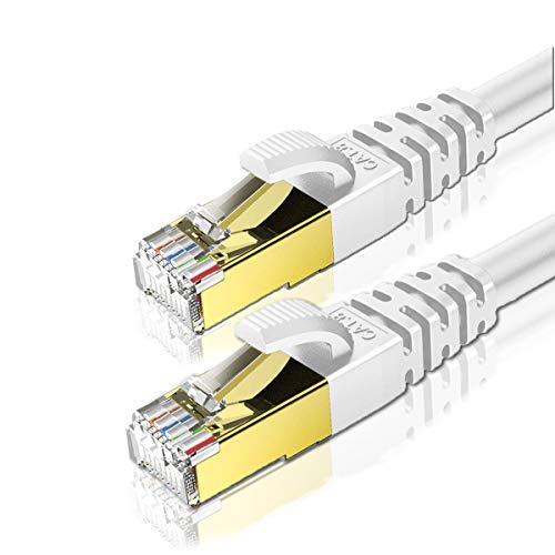 KASIMO 0,5m x 2 Stück Lan Kabel Netzwerkkabel Cat 8 Für 40Gbps Ethernet Kabel, Internet Patchkabel Superschnell Flexibel und Robust mit vergoldetem RJ45. Weiß von KASIMO