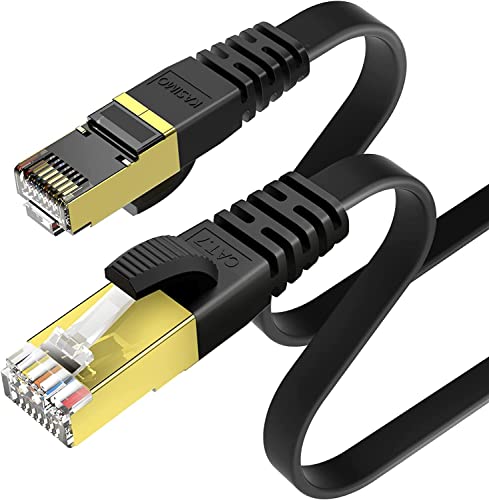 KASIMO 1 m Lan Kabel 1m Netzwerkkabel 1m patchkabel 1m CAT 7 Kabel 1m Flach - 10 Gbits / 600MHz - Ethernet Kabel 1m mit vergoldetem RJ45 – netzwerkkabel cat 7 1m patchkabel cat 7 1m Schwarz von KASIMO