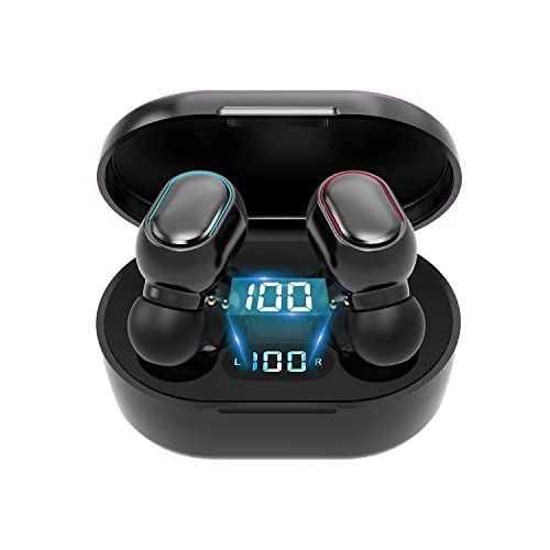 KASSPO Bluetooth Kopfhörer,2023 Kopfhörer Kabellos In-Ear kopfhörer Bluetooth mit Mic,Hi-Fi Stereo,Tastesteuerung,25 Stunden Spielzeit mit LED Anzeige,für Arbeit und Studium, Schwarz1 von KASSPO