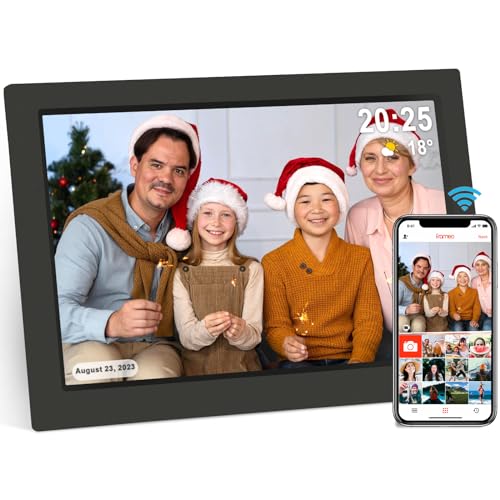 [Die Letzte Ausgabe] 10,1 Zoll WiFi Digitaler Bilderrahmen mit 16GB Karte, Elektronischer Bilderrahmen mit IPS Touch Screen, Auto-Rotate, Instant Photo und Video Sharing via Frameo App(Schwarz) von KASTISS