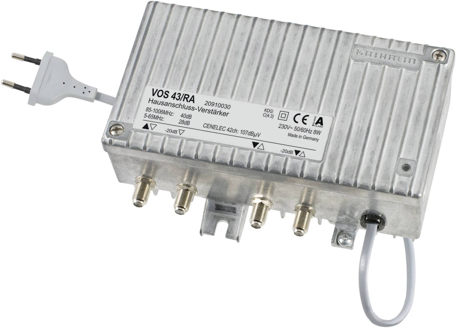 KATH Hausanschlussverstärker VOS 43/RA 34/40dB,5-65/85-1006 MHz,aktiv/passiv von KATHREIN Digital Systems GmbH