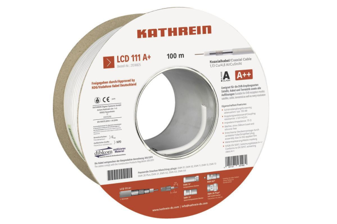KATH Koaxialkabel 100m LCD 111 A+ Einwegspule, 75Ohm (Inhalt 100 Stück) von KATHREIN Digital Systems GmbH