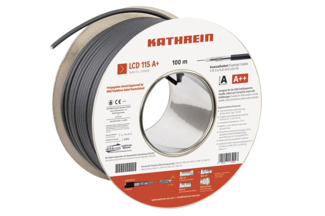 KATH Koaxialkabel 100m LCD 115 A+/100 Ring halogenfrei schwarz (Inhalt 100 Stück) von KATHREIN Digital Systems GmbH