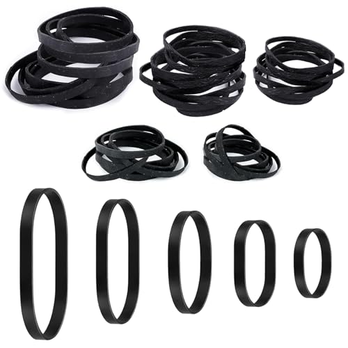 KATIMI 200 Stück schwarze Gummibänder, große schwarze Gummibänder, 5 Größen, robuste Gummibänder, natürlich, stark, langlebig, breite Gummibänder für Zuhause, Schule, Büro, Werkstatt, Zubehör (2,5/4/5 von KATIMI