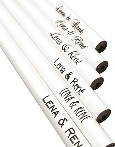 KATINGA 10x Weiße Bleistifte mit Wunschgravur, 17.5cm, lackiert (10er) von KATINGA