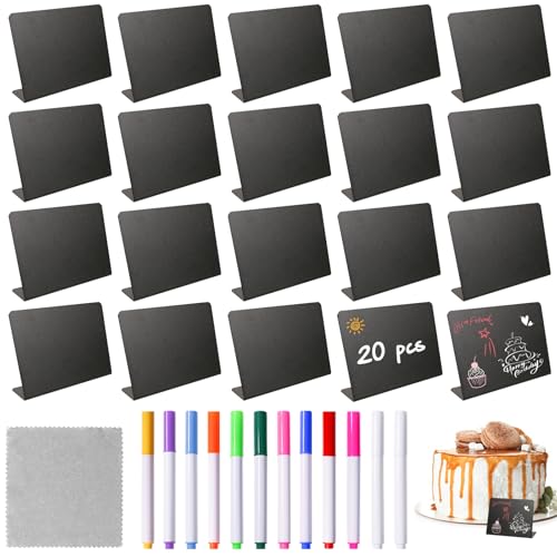 KATLINNA 20 Stück Kreidetafel Klein Buffet Schilder Mini Kreidetafeln zum Beschriften Kunststoff Kleine Tafeln mit 12 Kreidemarker für Nachrichtenschilder, Preisschilder, Tischkarten, Hochzeit Party KATLINNA 20 Stück Kreidetafel Klein Buffet Schilder Mini Kreidetafeln zum Beschriften Kunststoff Kleine Tafeln mit 12 Kreidemarker für Nachrichtenschilder, Preisschilder, Tischkarten, Hochzeit Party von KATLINNA