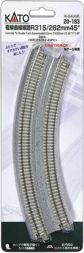 KATO 7078116 N Unitrack Doppelgleis, Gebogenes Gleis, überhöht 45° 282 mm, 315mm 2St. von KATO