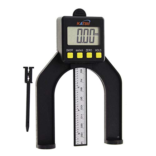 Tiefenmesser, KATSU 0-80mm Profiltiefenmesser Digitaler Tiefenmesser Höhen undTiefen Messwerkzeug für Trimmer Router Holzbearbeitung Fräser Tischkreissäge - großer Bildschirm von KATSU Tools