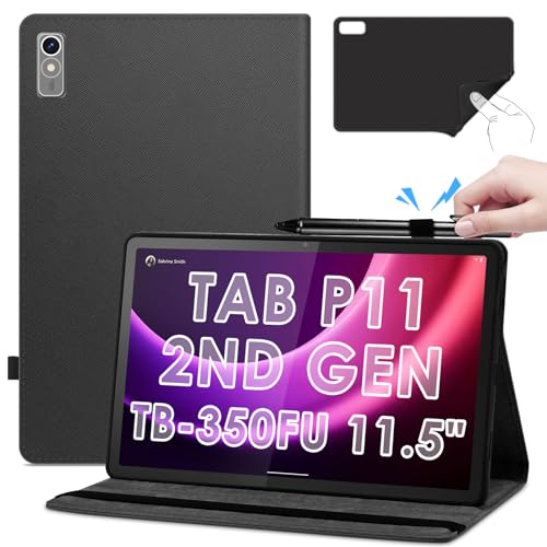 KATUMO Hülle für Lenovo Tab P11 (2nd Gen) 11,5 Zoll TB350 2022, Schutzhülle Leder mit Mehrere Perspektiven Ständer Cover Slim Smart Flip Case Tablet Tab P11 2.Generation (schwarz2) von KATUMO