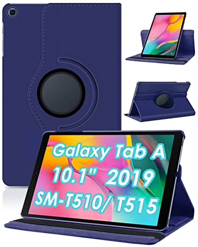 KATUMO Hülle für Samsung Galaxy Tab A 10.1 2019 (SM-T510/T515) Ultra Dünn Smart Cover Schutzhülle Leder Flip Case Rotating für Samsung Tablet 10,1" 2019, Dunkelblau von KATUMO
