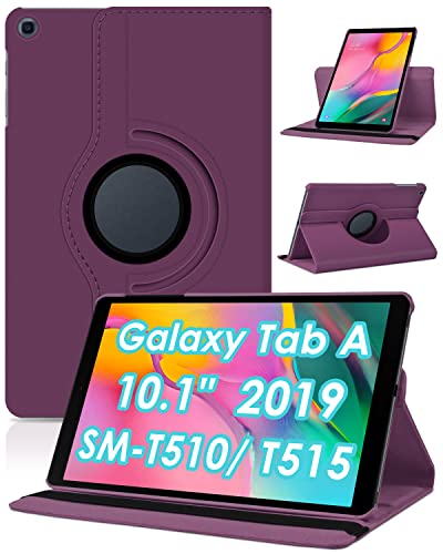 KATUMO Hülle für Samsung Galaxy Tab A 10.1 2019 (SM-T510/T515) Ultra Dünn Smart Cover Schutzhülle Leder Flip Case Rotating für Samsung Tablet 10,1" 2019, Violett von KATUMO