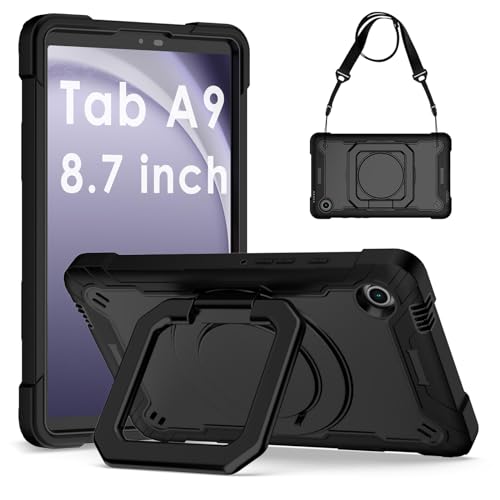 KATUMO Hülle für Samsung Galaxy Tab A9 8,7 Zoll SM X110/X115/X117 Stoßfeste Robust Schutzhülle mit Stifthalter,Dreischichtiger Schutz, 360°-Drehung für die Verwendung mehrerer Ansichten von KATUMO