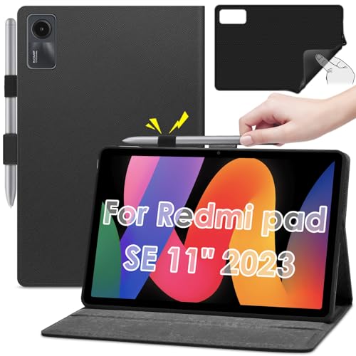 KATUMO Hülle für Xiaomi Redmi Pad SE 11 Zoll 2.Generation 2023 mit S Pen Halter,Innenausstattung aus weichem Samt&Ultra Dünn Premium PU Leder Business Stand Folio Cover Case mit Auto Aufwachen/Schlaf von KATUMO