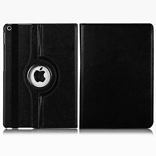 KAV Leder Flip Case Cover für Apple iPad 9. Generation 10,2 Zoll 2021 – 360 Grad drehbar, leicht, schlank und Auto-Wake- oder Sleep-Design, iPad-Ständer (schwarz) von KAV