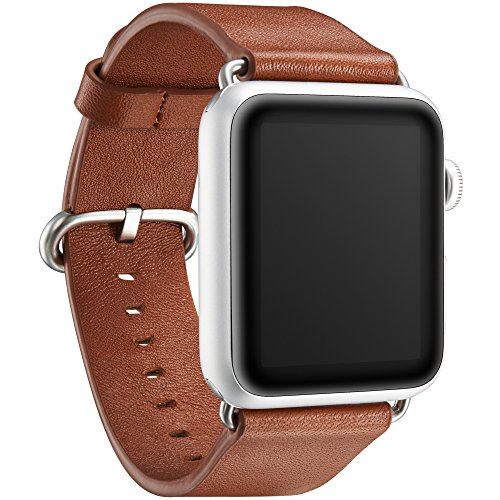 KAVAJ “Barcelona” Kompatibel mit Apple Watch Armband für 44 & 42 mm Cognac-Braun. Echtlederarmband Kompatibel mit iWatch Series 6,SE,5,4,3,2 & 1 als ideales Zubehör für Damen und Herren von KAVAJ