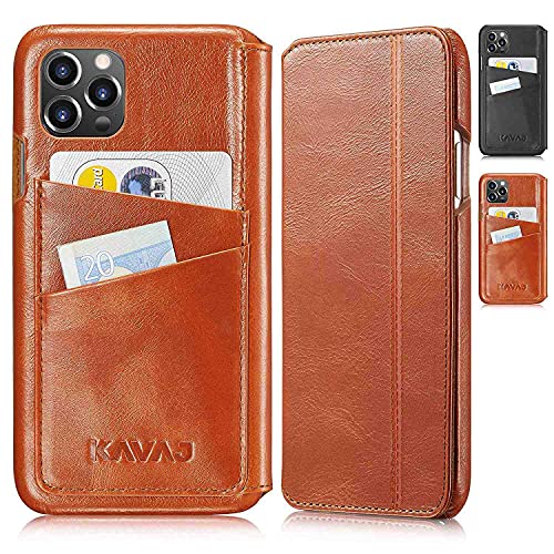 KAVAJ Case Compatible With Apple iPhone 13 Pro Max 6.7" Leather - Dallas - Cognac Wallet Folio Cover with card holder von KAVAJ