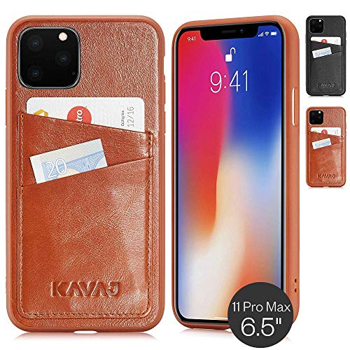 KAVAJ Hülle geeignet für Apple iPhone 11 Pro Max 6.5" Leder - Tokyo - Cognac Braun Handyhülle Case Lederhülle mit Kartenfach von KAVAJ