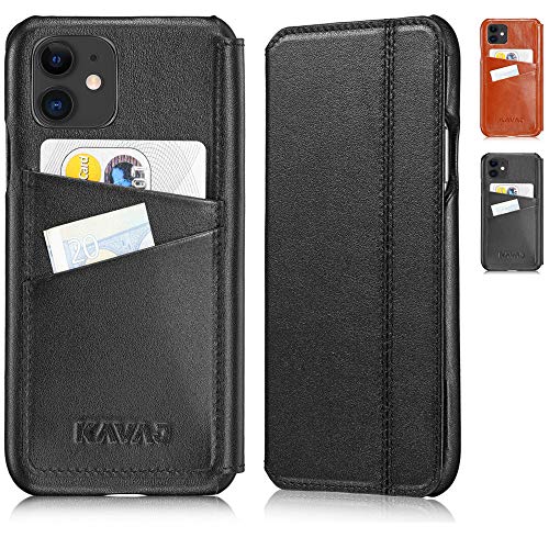KAVAJ Hülle geeignet für Apple iPhone 12 Mini 5.4" Leder - Dallas - Schwarz Handyhülle Case Lederhülle mit Kartenfach von KAVAJ