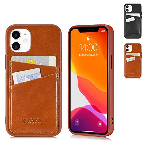KAVAJ Hülle geeignet für Apple iPhone 12 Mini 5.4" Leder - Tokyo - Cognac Braun Handyhülle Case Lederhülle mit Kartenfach von KAVAJ
