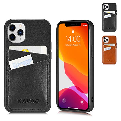 KAVAJ Hülle geeignet für Apple iPhone 12 Pro Max 6.7" Leder - Tokyo - Schwarz Handyhülle Case Lederhülle mit Kartenfach von KAVAJ