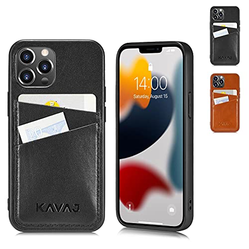 KAVAJ Hülle geeignet für Apple iPhone 13 Pro Max 6.7" Leder - Tokyo - Schwarz Handyhülle Case Lederhülle mit Kartenfach von KAVAJ
