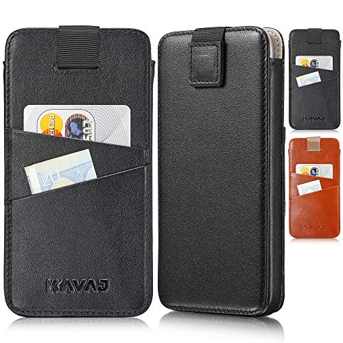 KAVAJ Tasche geeignet für Apple iPhone 12/12 Pro 6.1" Leder - Miami - Schwarz Handyhülle Hülle Lederhülle Mir Kartenfach von KAVAJ