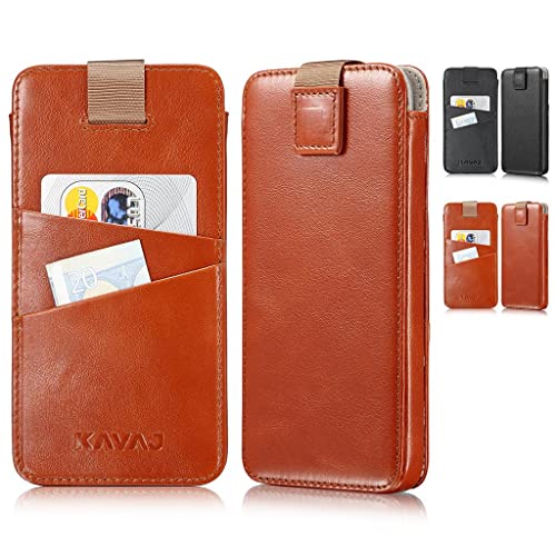KAVAJ Tasche geeignet für Apple iPhone 13 6.1" Leder - Miami - Cognac Braun Handyhülle Hülle Lederhülle Mir Kartenfach von KAVAJ
