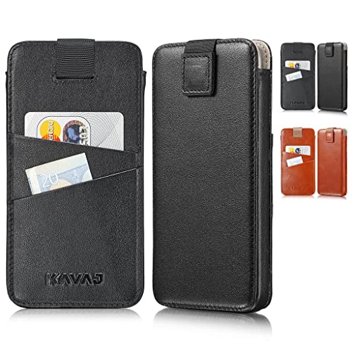 KAVAJ Tasche geeignet für Apple iPhone 13 Mini 5.4" Leder - Miami - Schwarz Handyhülle Hülle Lederhülle Mir Kartenfach von KAVAJ
