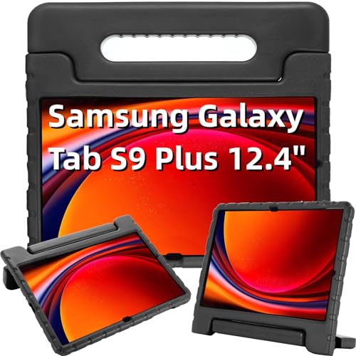 KAVON Hülle für Samsung Galaxy Tab S9 Plus / S9 FE+ Plus 12,4 Zoll 2023, Leichte Mit Griffhalterung Stoßfest Schutzhülle für S9+ Tablet (SM-X810/SM-X816B/SM-X818U/SM-X610/SM-X616B) - Schwarz von KAVON