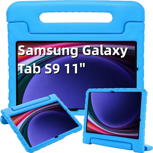 KAVON Tablet Hülle für Samsung Galaxy Tab S9 11 Zoll 2023/S9 FE 10,9 Zoll, Leichte Mit Griffhalterung Stoßfest Schutzhülle für (SM-X710/SM-X716B/SM-X718U/SM-X510) - Blau von KAVON