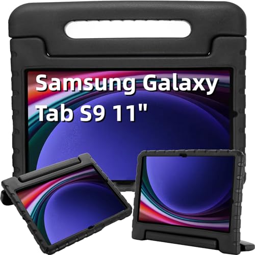 KAVON Tablet Hülle für Samsung Galaxy Tab S9 11 Zoll 2023/S9 FE 10,9 Zoll, Leichte Mit Griffhalterung Stoßfest Schutzhülle für (SM-X710/SM-X716B/SM-X718U/SM-X510) - Schwarz von KAVON